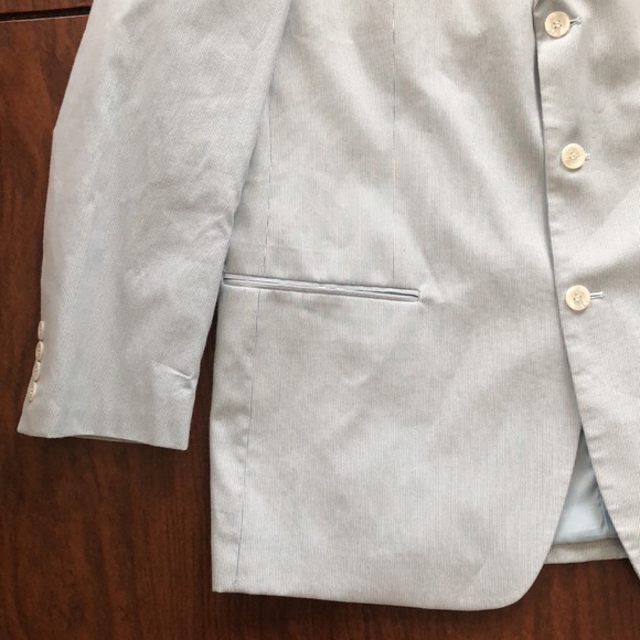 REFLECTIONS 2-Piece Costal Beach Cotton Blend Baby Blue Pinstripe Suit - Picture 6 of 13